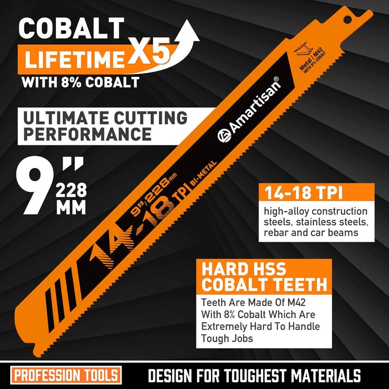 Amartisan Bi-Metal Reciprocating Saw Blade ((25-Piece) M42 Cobalt Bi-Metal Sawzall Blades) - Image 3